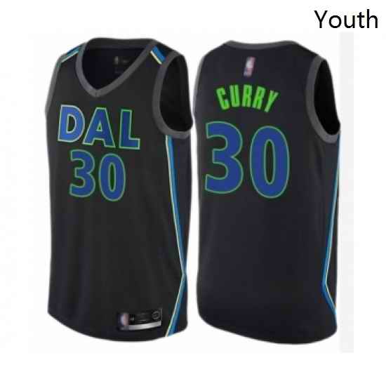Youth Dallas Mavericks 30 Seth Curry Swingman Black Basketball Jersey City Edition